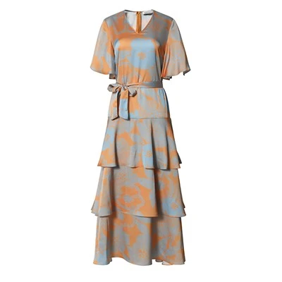 Stylish Orange und Blue Kleid